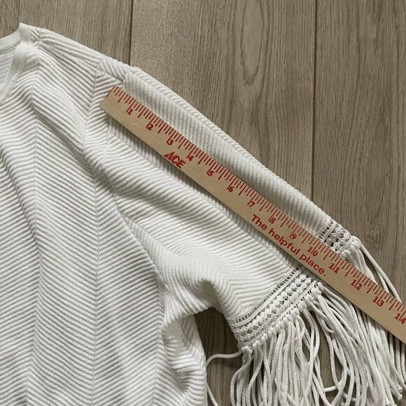 Travelers Collection by Chico's Women Fringe Duster Cardigan Size 3 White - Picture 7 of 11